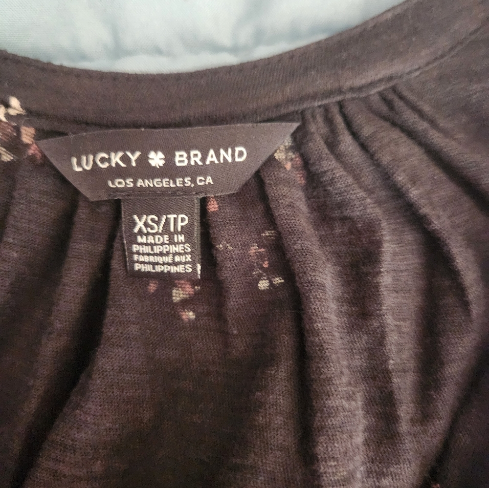 Lucky Brand Black and Pink Floral Tank Top - Picture 2 of 6